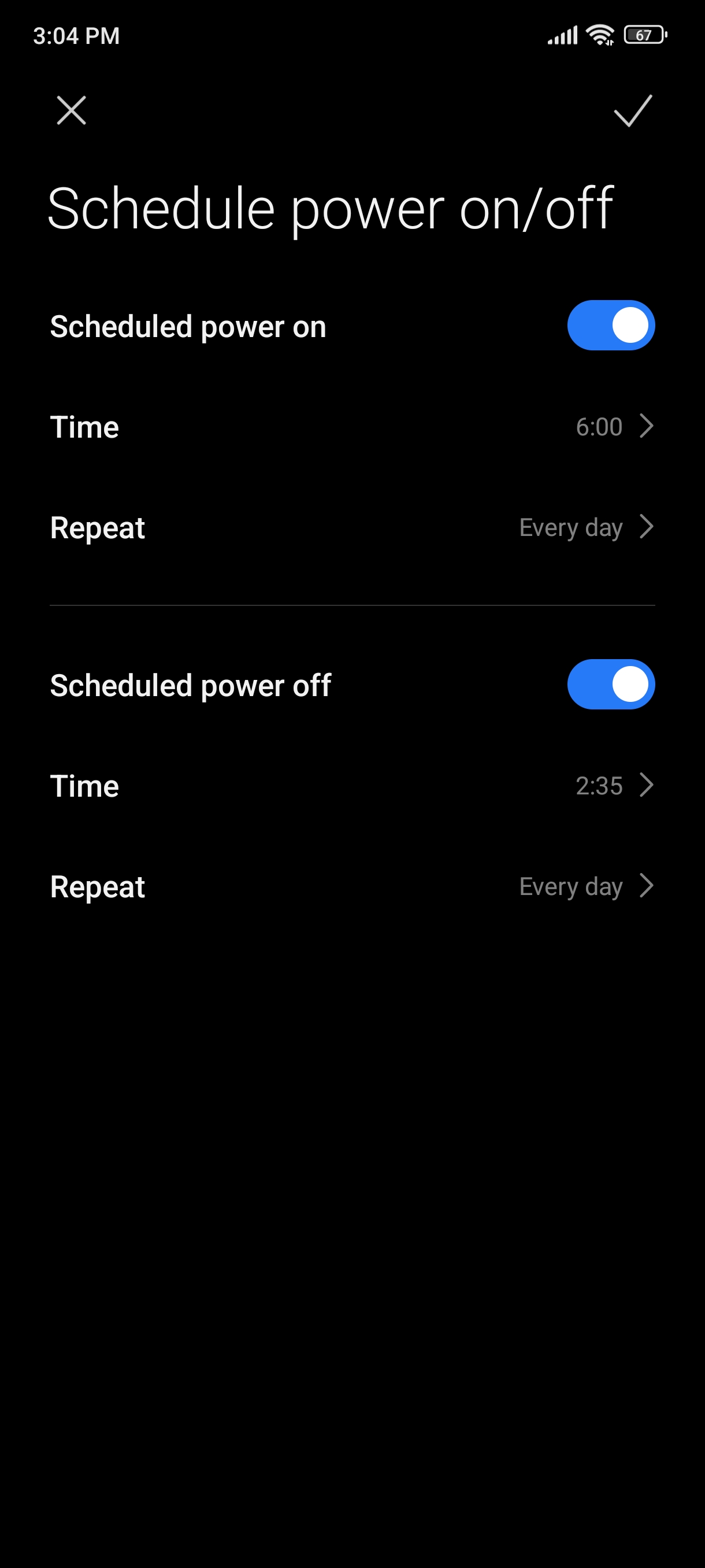 Schedule Power On Off